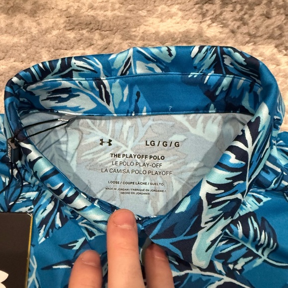 Brand new under armour playoff polo floral blue size large - Picture 2 of 6